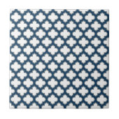 Blaue Trellis, Gitter, Quatrefolie Fliese (Vorderseite)