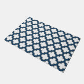 Blaue Trellis, Gitter, Quatrefolie Fußmatte (Schrägansicht)