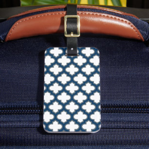 Blaue Trellis, Gitter, Quatrefolie Gepäckanhänger