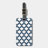 Blaue Trellis, Gitter, Quatrefolie Gepäckanhänger (Vorderseite vertikal)