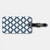 Blaue Trellis, Gitter, Quatrefolie Gepäckanhänger (Rückseite horizontal)