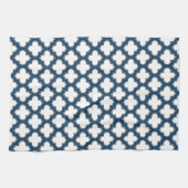 Blaue Trellis, Gitter, Quatrefolie Geschirrtuch (Horizontal)