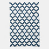 Blaue Trellis, Gitter, Quatrefolie Geschirrtuch (Vertikal)