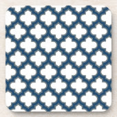 Blaue Trellis, Gitter, Quatrefolie Getränkeuntersetzer (Vorderseite)