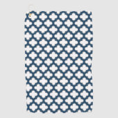 Blaue Trellis, Gitter, Quatrefolie Golfhandtuch (Vorderseite)