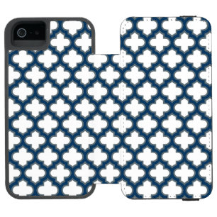 Blaue Trellis, Gitter, Quatrefolie Incipio Watson™ iPhone 5 Geldbörsen Hülle