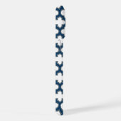 Blaue Trellis, Gitter, Quatrefolie iPhone Hülle (Rechte Seite)