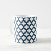 Blaue Trellis, Gitter, Quatrefolie Kaffeetasse (Vorderseite Links)