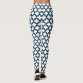 Blaue Trellis, Gitter, Quatrefolie Leggings (Rückseite)