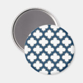 Blaue Trellis, Gitter, Quatrefolie Magnet (Vorderseite/Rückseite)