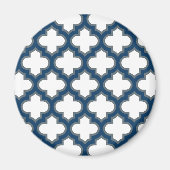 Blaue Trellis, Gitter, Quatrefolie Magnet (Vorne)
