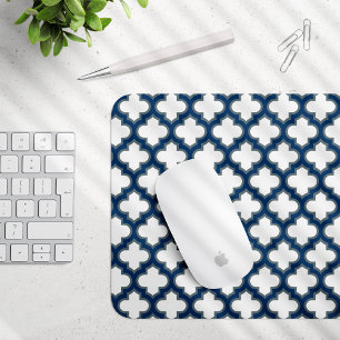 Blaue Trellis, Gitter, Quatrefolie Mousepad
