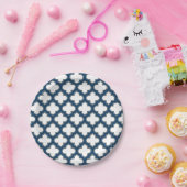 Blaue Trellis, Gitter, Quatrefolie Pappteller (Party)