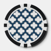 Blaue Trellis, Gitter, Quatrefolie Pokerchips (Vorderseite)