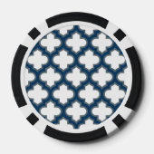 Blaue Trellis, Gitter, Quatrefolie Pokerchips (Rückseite)