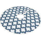 Blaue Trellis, Gitter, Quatrefolie Polyester Weihnachtsbaumdecke (Schrägansicht)