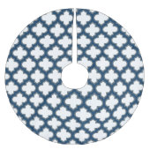 Blaue Trellis, Gitter, Quatrefolie Polyester Weihnachtsbaumdecke (Vorderseite)