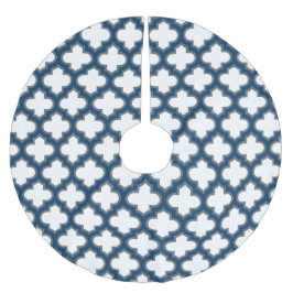 Blaue Trellis, Gitter, Quatrefolie Polyester Weihnachtsbaumdecke