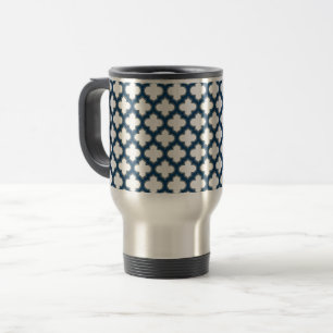 Blaue Trellis, Gitter, Quatrefolie Reisebecher