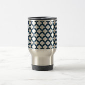 Blaue Trellis, Gitter, Quatrefolie Reisebecher (Mittel)
