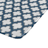 Blaue Trellis, Gitter, Quatrefolie Schneidebrett (Ecke)