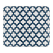 Blaue Trellis, Gitter, Quatrefolie Schneidebrett (Vorderseite)