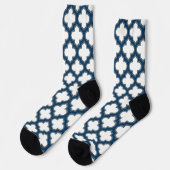 Blaue Trellis, Gitter, Quatrefolie Socken (Linkes Detail)