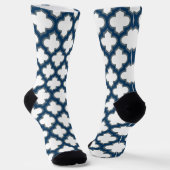Blaue Trellis, Gitter, Quatrefolie Socken (Gewinkelt)