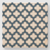 Blaue Trellis, Gitter, Quatrefolie Steinuntersetzer (Vorderseite)