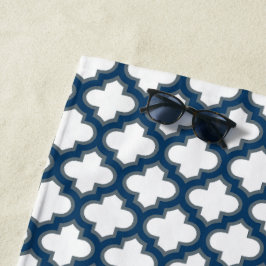 Blaue Trellis, Gitter, Quatrefolie Strandtuch