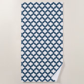 Blaue Trellis, Gitter, Quatrefolie Strandtuch (Vorderseite)