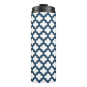 Blaue Trellis, Gitter, Quatrefolie Thermosbecher (Vorderseite)