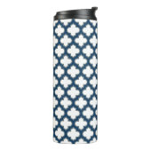 Blaue Trellis, Gitter, Quatrefolie Thermosbecher (Nach links gedreht)