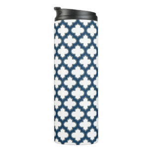 Blaue Trellis, Gitter, Quatrefolie Thermosbecher