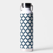 Blaue Trellis, Gitter, Quatrefolie Trinkflasche (Vorne)
