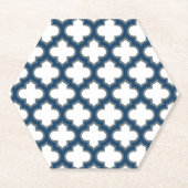 Blaue Trellis, Gitter, Quatrefolie Untersetzer (Vorderseite)