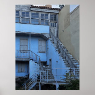 Blaue Treppe in Athen Poster