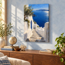 Blaue Treppenlandschaft am Nachmittag Leinwanddruc