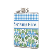 Blaue Trichterwinde und Karo-Gingham-Hip-Flasche Flachmann (Links)