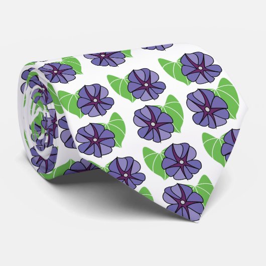 Blaue Trichterwinden-Blumen Floral Krawatte (Gerollt)