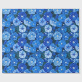 Blaue Trichterwinden Botanische Blumen Geschenkpapier (Flach)