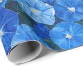 Blaue Trichterwinden Botanische Blumen Geschenkpapier (Rolleneckpunkt)