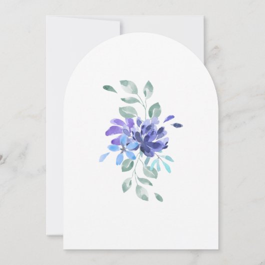 Blaue Tropenblumenhochzeit Einladung (Rückseite)