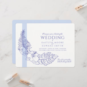 Blaue Tropenkrankenhochzeit Einladung