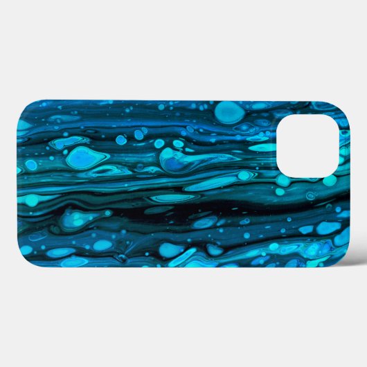 Blaue Tropfen Akryllische Pouring Abstrakter Fluid Case-Mate iPhone Hülle (Rückseite (Horizontal))