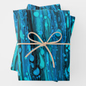 Blaue Tropfen Akryllische Pouring Abstrakter Fluid Geschenkpapier Set (Beispiel)