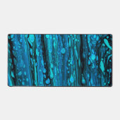 Blaue Tropfen Akryllische Pouring Abstrakter Fluid Schreibtischunterlage (Vorderseite)