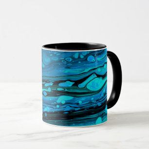 Blaue Tropfen Akryllische Pouring Abstrakter Fluid Tasse