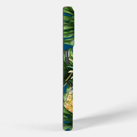 Blaue tropische Blätter Ananas Case-Mate iPhone Hülle (Rückseite / Rechts)