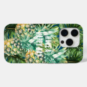 Blaue tropische Blätter Ananas Case-Mate iPhone Hülle (Rückseite (Horizontal))